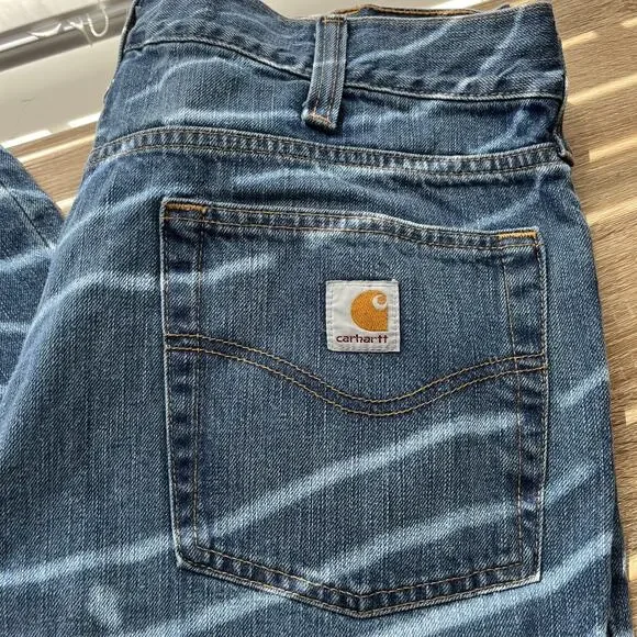 Carhartt Jeans Mens 36x30 Blue Relaxed Straight Leg Outdoor Workwear B320 WTB - Picture 8 of 8